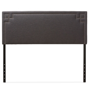 Baxton Studio Geneva Modern and Contemporary Dark Grey Fabric Upholstered Queen Size Headboard